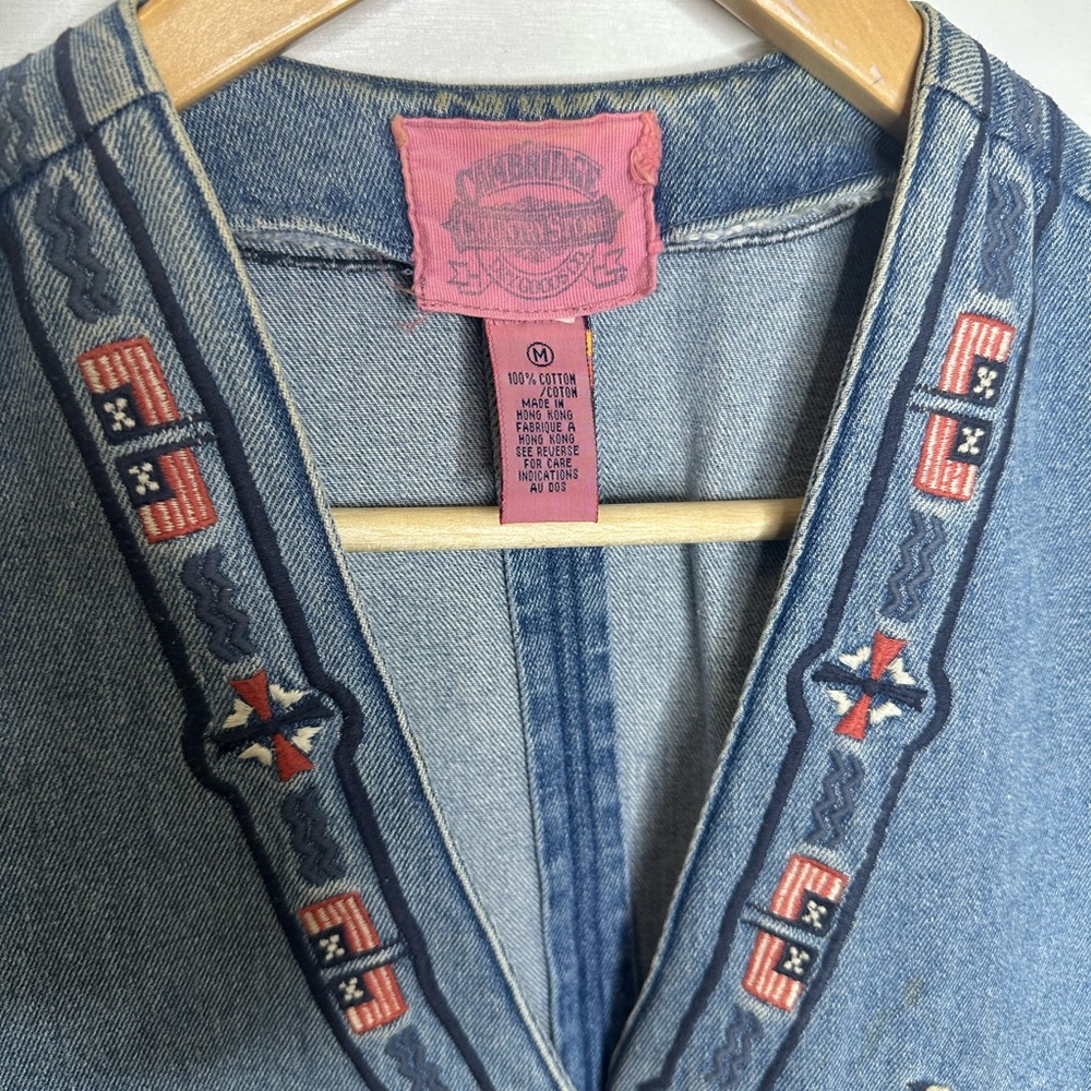 **SOLD**Vintage Americana Western Denim Vest | Embroidered Horses, Eagle & Flags - Picture 3 of 8